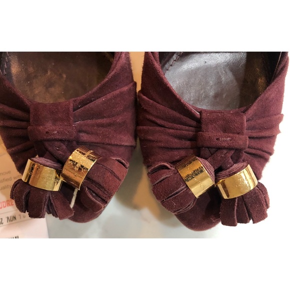 Louis Vuitton Burgundy Suede Leather Knot Confident Tassel Platform Pumps 37.5 - Picture 9 of 17